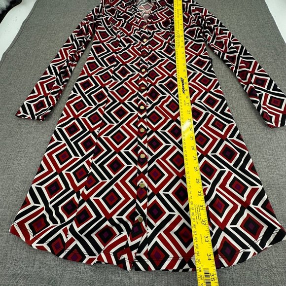 INC International Concepts Geometric Dress Buttons Collared V-Neck Long Sleeve - Picture 8 of 13